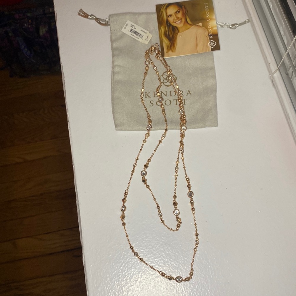 ❤️NWT❤️ Addison Rose Gold 20” Long Necklace Dichroic Glass with Dust Bag